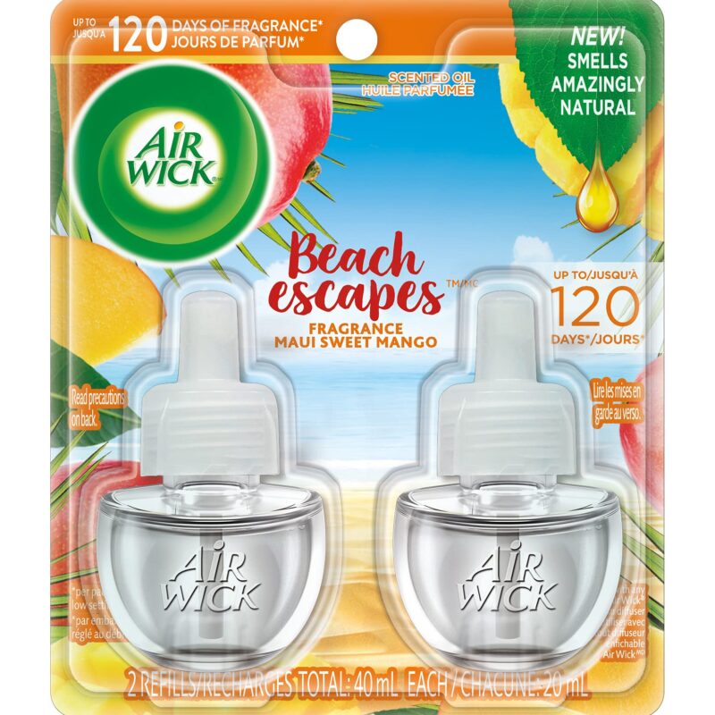 HUILE PARFUMÉE AIR WICK 2 RECHARGES — Beach Escapes 6 P/C