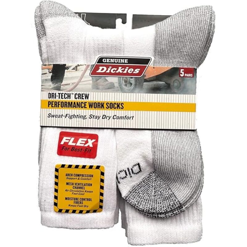 BAS DE TRAVAIL POUR HOMMES DICKIES 5 PK BLANC 10-13
