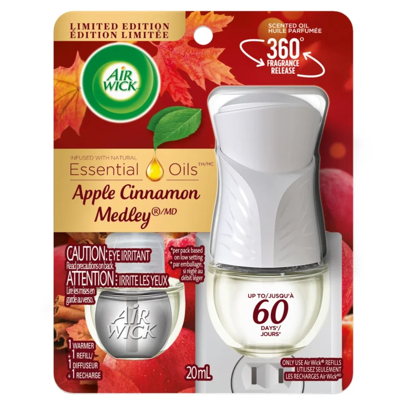 MÉLANGE POMME ET CANNELLE AIR WICK 1 CHAUFFEUR + 2 RECHARGES 6 P/C