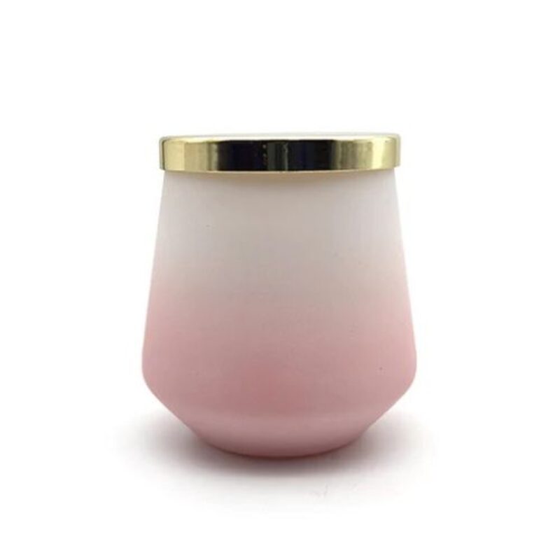 Bougie Parfumée 320g / Pot en verre ombré rose avec couvercle Or/Bougie en verre ombré rose avec couvercle doré 9,7 cm * 10,6 cm