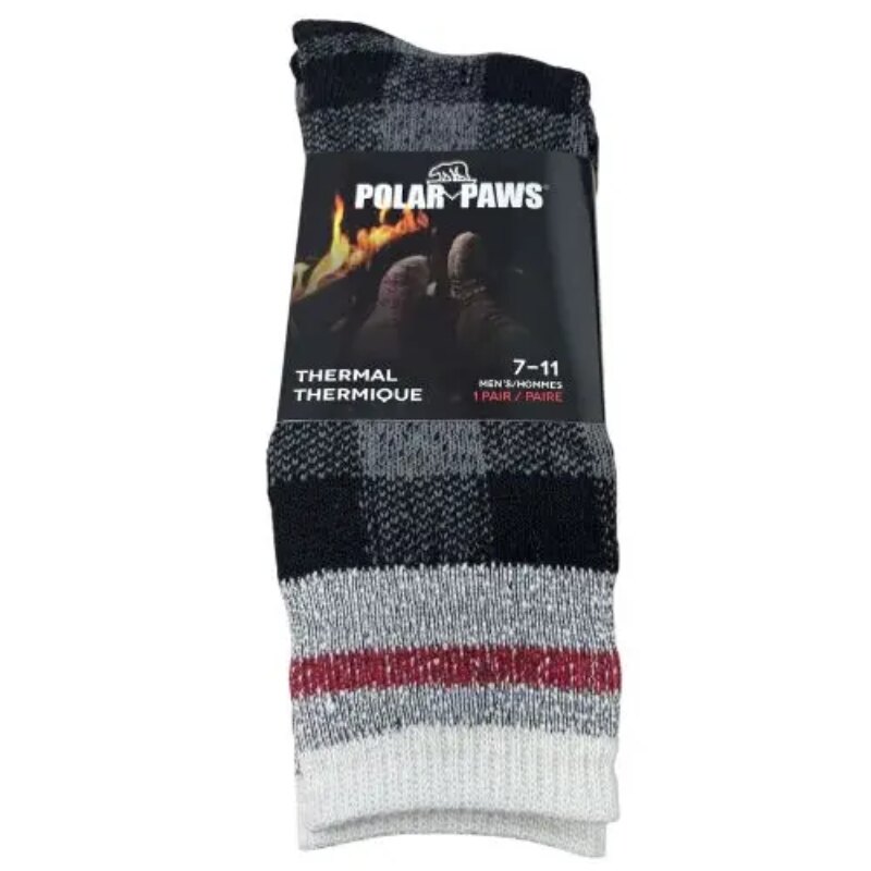 CHAUSSETTE THERMIQUE À CARREAUX POLAR PAWS POUR HOMMES