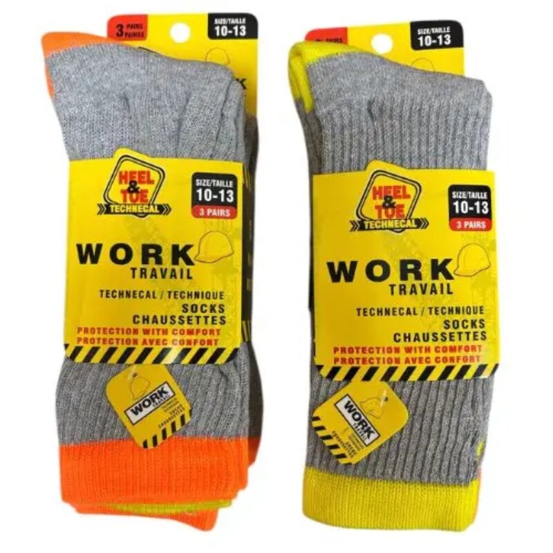 CHAUSSETTES DE TRAVAIL À 3 POINTS POUR HOMMES JAUNE/ORANGE 10-13 ANS