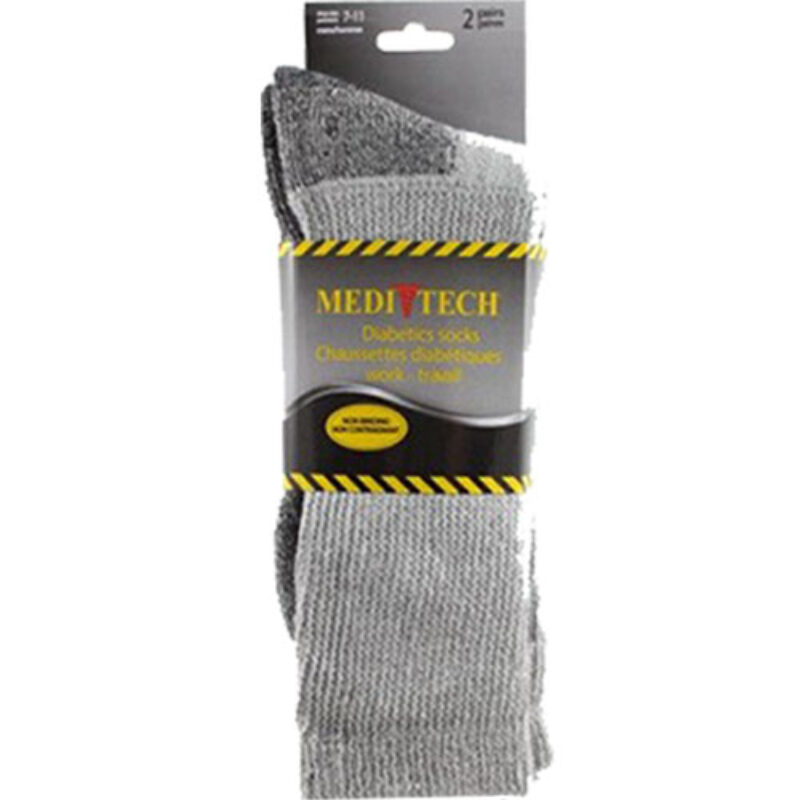 BAS DE TRAVAIL POUR HOMMES MEDITECH GRIS NOIR 2 PAIRES TAILLE 10-13