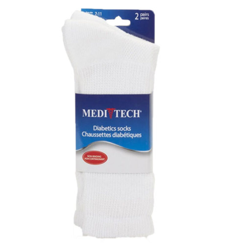 BAS BLANCS POUR HOMMES MEDITECH 2 PAIRES, TAILLE 10-13